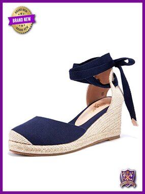 Women's Lace Up Closed Toe Espadrille Wedge Sandals